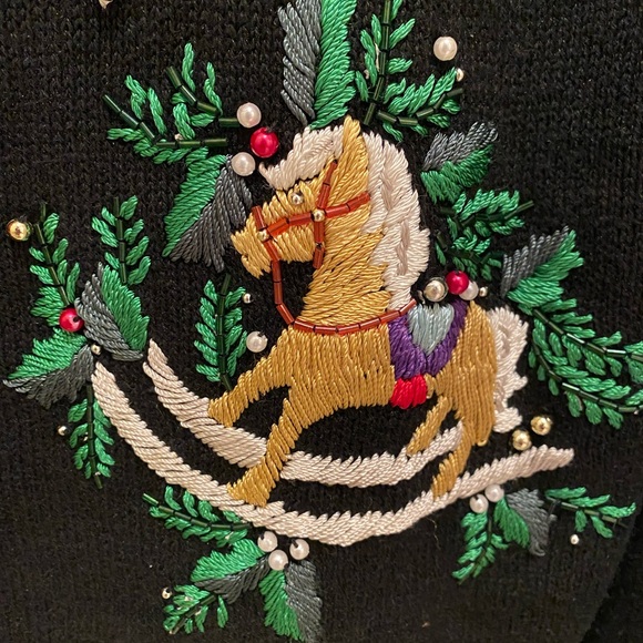 Vintage Christmas cardigan sweater BP Design Grandma Ugly Sweater Holiday beaded - Picture 6 of 16